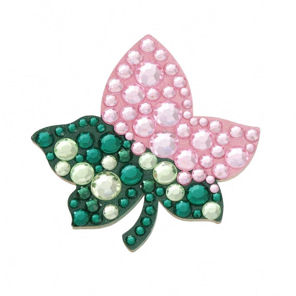 NEW PINKTOWNUSA women's sorority ivy leaf wood bling brooch in pink green